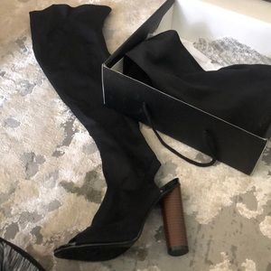 Black Peep-Toe thigh high boots